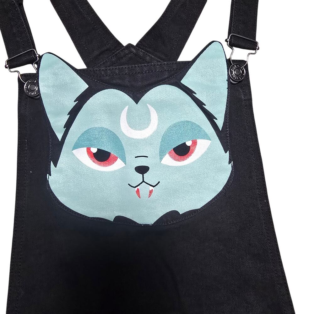 Killstar Lil Vampurr Black Cat Overall Shorts NWT Size Large - Picture 4 of 9